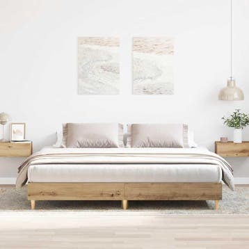 vidaXL Bedframe zonder matras spaanplaat artisanaal, Bruin, Verzenden, Hout, Nieuw