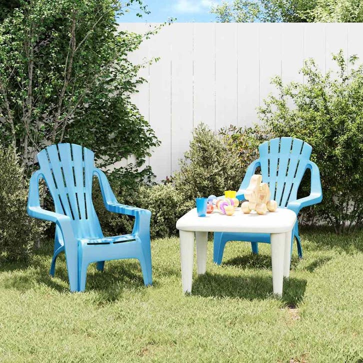 vidaXL Kindertuinstoelen 2 st hout-look 37x34x44 cm, Tuin en Terras, Tuinstoelen, Nieuw, Kunststof, Verzenden