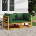 vidaXL Hoekbanken 2 st sectioneel met kussens acaciahout, Tuin en Terras, Verzenden, Nieuw, Hardhout