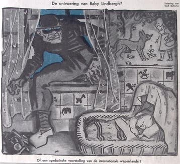De ontvoering van baby Lindbergh op spotprent (lijst optie), Verzenden