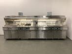Pitco Bakwand met friteuses, bakplaat, bainmarie en afzuig, Ophalen of Verzenden, Gebruikt, Fornuis, Frituur en Grillen