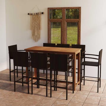 vidaXL 9-delige Tuinbarset bruin, Verzenden, Nieuw, Hardhout, 8 zitplaatsen