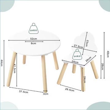 Kindertafel met 2 Stoelen – Wolk Rugleuning en Houten Poten, Kinderen en Baby's, Kinderstoelen, Verzenden, Nieuw