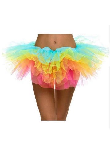 Tutu Super Kort Regenboog Tule Rokje XS S M Gekleurde Pettic, Ophalen of Verzenden, Nieuw, Carnaval