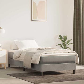 vidaXL Boxspring bed 90x190 cm fluweel lichtgrijs, Huis en Inrichting, Slaapkamer | Bedden, 90 cm, Eenpersoons, Verzenden, Nieuw
