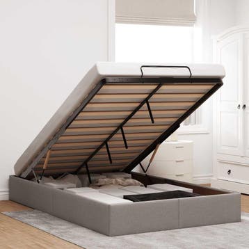 vidaXL Bedframe zonder matras 120x200 cm stof taupe, Huis en Inrichting, Verzenden, Nieuw, Twijfelaar, 120 cm