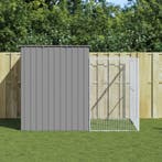 vidaXL Hondenhok met ren 214x253x181 cm staal lichtgrijs, Dieren en Toebehoren, Verzenden, Nieuw