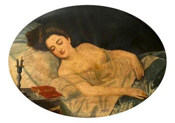 Scuola italiana (XX), Firmato Basile - Figura dormiente