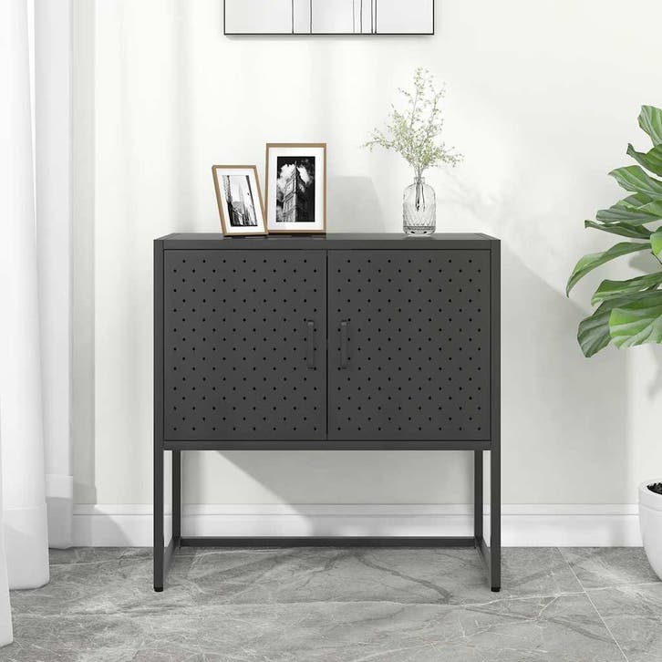 vidaXL Dressoir 75x35x75 cm staal antracietkleurig, Huis en Inrichting, Kasten | Dressoirs, 25 tot 50 cm, Nieuw, 50 tot 100 cm