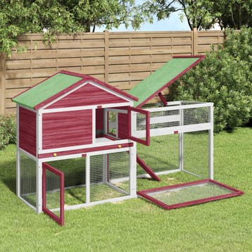 vidaXL Konijnenhok 185,5x60,5x109,5 cm massief grenenhout, Dieren en Toebehoren, Verzenden, Nieuw