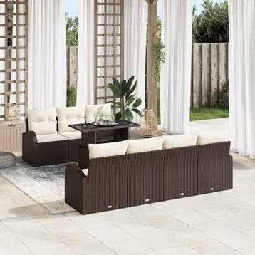 vidaXL Tuin Sofa Set 8 st Bruin Poly Rattan, Verzenden, Nieuw, 8 zitplaatsen