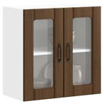vidaXL Keukenbovenkast met glazen deur bewerkt hout bruin, Huis en Inrichting, Keuken | Keukenelementen, Verzenden, Nieuw, Bruin