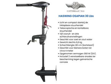 Haswing Osapian 30 elektrische buitenboordmotor 12V 30 lbs, Minder dan 5 pk, Elektrisch, Nieuw, Ophalen of Verzenden