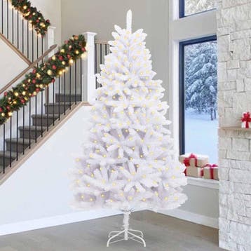 vidaXL Kunstkerstboom 300 LEDs PVC en staal Wit, Diversen, Verzenden, Nieuw