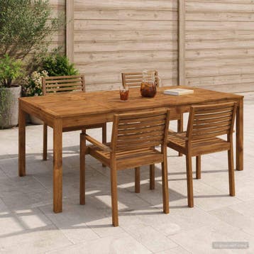 vidaXL Tuindiner tafel Naturel 196 x 100,5 x 75 cm Massief, Tuin en Terras, Tuintafels, Verzenden, Nieuw