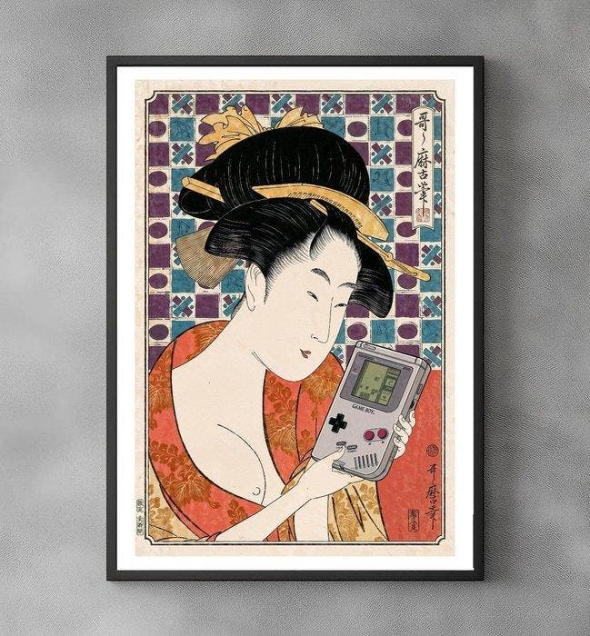 Edo Pixel Dreams - Ukiyo-e Pop Art - Gesigneerde en, Antiek en Kunst, Kunst | Designobjecten