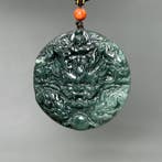 Snijwerk, Natural Jade Dragon Pendant - 50 mm -