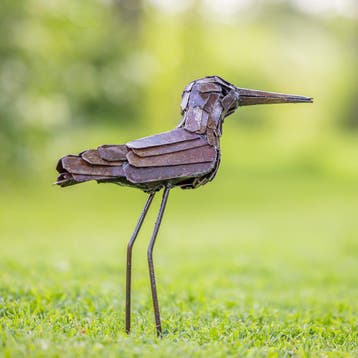 Beeld; metalen steltloper - mooievogels.nl, Tuin en Terras, Tuinbeelden, Ophalen of Verzenden, Nieuw, Metaal, Dierenbeeld
