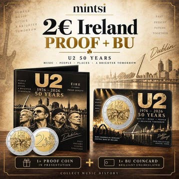 Ierland. 2 Euro 2026 U2 (2 coins) Proof + BU - Coin visual