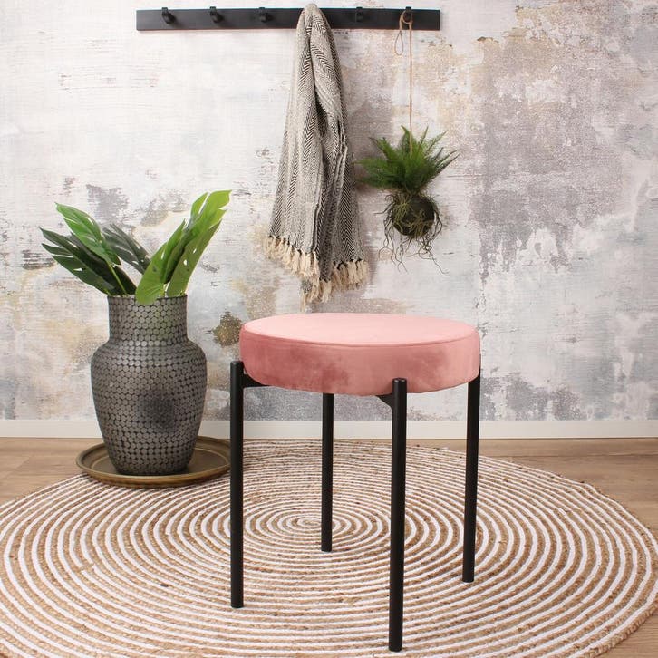 DS4U Mika velvet kruk roze, Huis en Inrichting, Stoelen, Nieuw, Ophalen of Verzenden