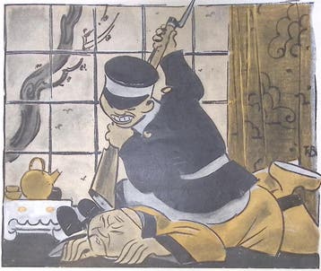 Spotprent over China en Japan (lijst optie, Lithos), Verzenden