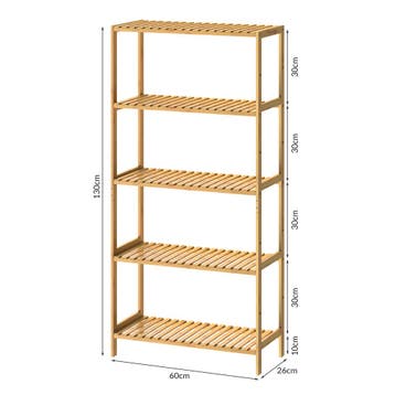 Staande Badkamerkast Bamboe 130x60x26cm in hoogte verstel..., Verzenden, Nieuw