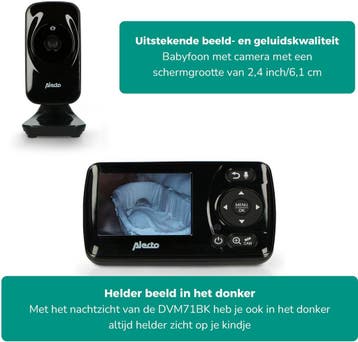 Alecto DVM71BK - Babyfoon met camera - Temperatuurweergave -, Verzenden, Zo goed als nieuw