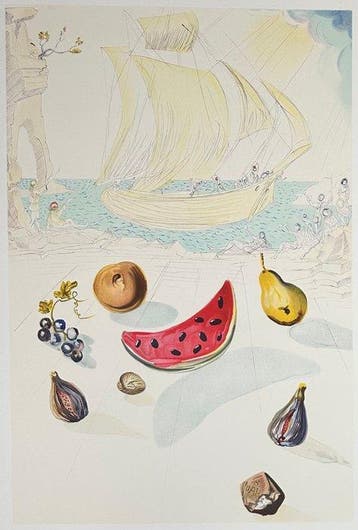 Salvador Dali (1904-1989) - Ship and fruits, Antiek en Kunst