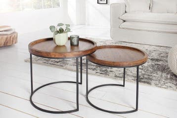 Set van 2 bijzettafels ELEMENTS 55cm massief acaciahout, Ophalen of Verzenden, Nieuw