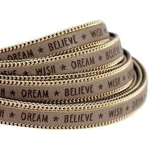 20 cm Quote imi leer 10mm met schakelketting Goud - Love..., Ophalen of Verzenden, Nieuw, Draad