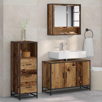 vidaXL Badkamermeubelset met lade 3 pcs Oud Hout Bewerkt, Verzenden, Nieuw, Overige typen