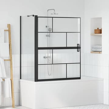 vidaXL Bad Douchescreen Zwart en transparant 100 x 68 x 128, Doe-het-zelf en Verbouw, Sanitair, Verzenden, Nieuw