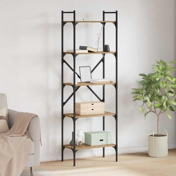 vidaXL Boekenkast 5-laags 56 x 32 x 174 cm Bewerkt hout, Huis en Inrichting, Kasten | Boekenkasten, Minder dan 50 cm, Verzenden