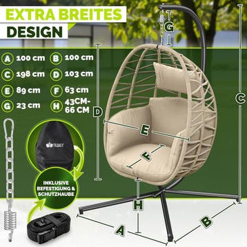 Egg Hangstoel - Hangstoel met standaard - Binnen en buiten -, Verzenden, Zo goed als nieuw