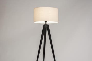 Rietveld Vloerlampen - Zwart, Beige, Zand - Stof, Metaal, Verzenden, Nieuw