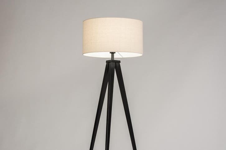 Rietveld Vloerlampen - Zwart, Beige, Zand - Stof, Metaal, Huis en Inrichting, Lampen | Vloerlampen, Verzenden