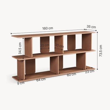 Wandrek Gäljami staand rek laag boekenkast 160x35x74 cm waln, Huis en Inrichting, Kasten | Boekenkasten, Verzenden, Nieuw