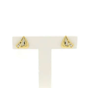 Gouden oorstekers met zirconia (Oorbellen), Gebruikt, Ophalen of Verzenden, Met edelsteen, Goud