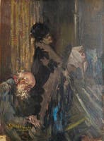 Giuseppe Solenghi (1879–1944) - Scena di Interno, Antiek en Kunst