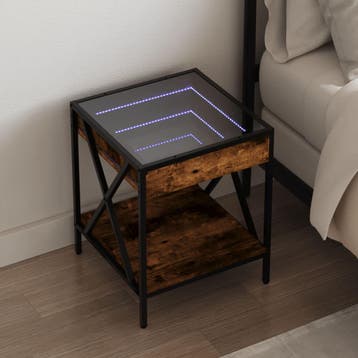 vidaXL Nachtkastje met Infinity LED 40x40x49 cm gerookt, Verzenden, Nieuw, Hout