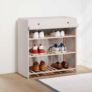 vidaXL Schoenenkast met hoes 79x40x80 cm stof wit, Verzenden, Nieuw