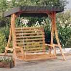 vidaXL Schommelbank met luifel vurenhout met teak afwerking, Verzenden, Nieuw, Hout