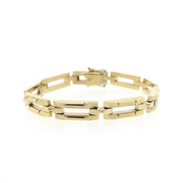 8 karaat Bismarck schakelarmband, Ophalen of Verzenden, Gebruikt, Geel, Goud
