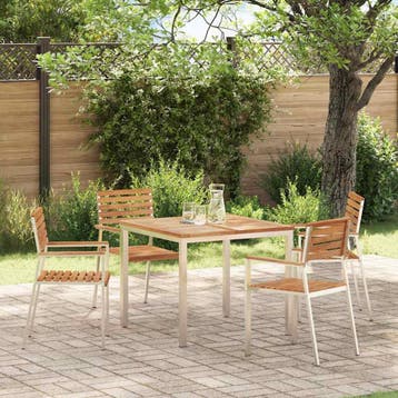 vidaXL Tuinstoel 4 st Massief teak hout en roestvrij staal, Tuin en Terras, Tuinstoelen, Verzenden, Nieuw