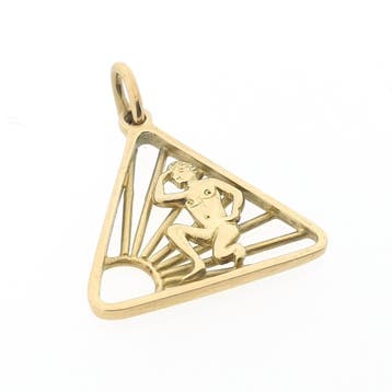 Gouden hanger van het naturisten symbool (Hanger of bedel), Ophalen of Verzenden, Gebruikt, Goud, Overige merken