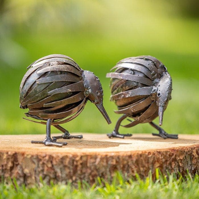 Figuur - Twee kiwi vogels (2) - Metaal, Antiek en Kunst, Curiosa en Brocante
