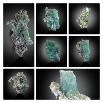 Aquamarijn kristalcluster – Blauwe beril op matrix –