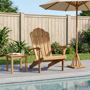vidaXL Tuinstoel Adirondack Naturel Massief Teakhout, Tuin en Terras, Tuinstoelen, Verzenden, Nieuw