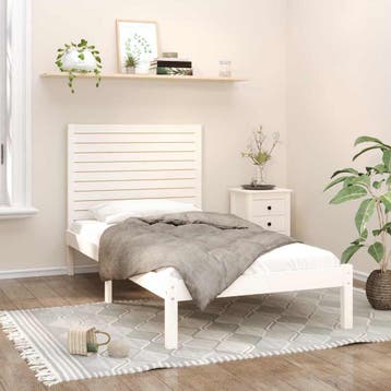 vidaXL Bedframe massief hout wit 90x200 cm, 90 cm, Eenpersoons, Verzenden, Wit