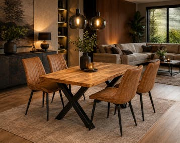 Milan Deal 160cm + 4x Arizona cognac, Ophalen of Verzenden, Nieuw